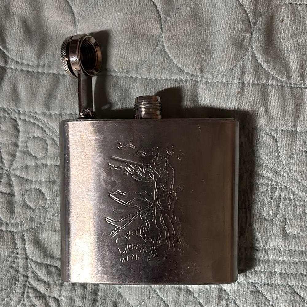 Engraved Silver Hip Flask - Picture 5 of 5
